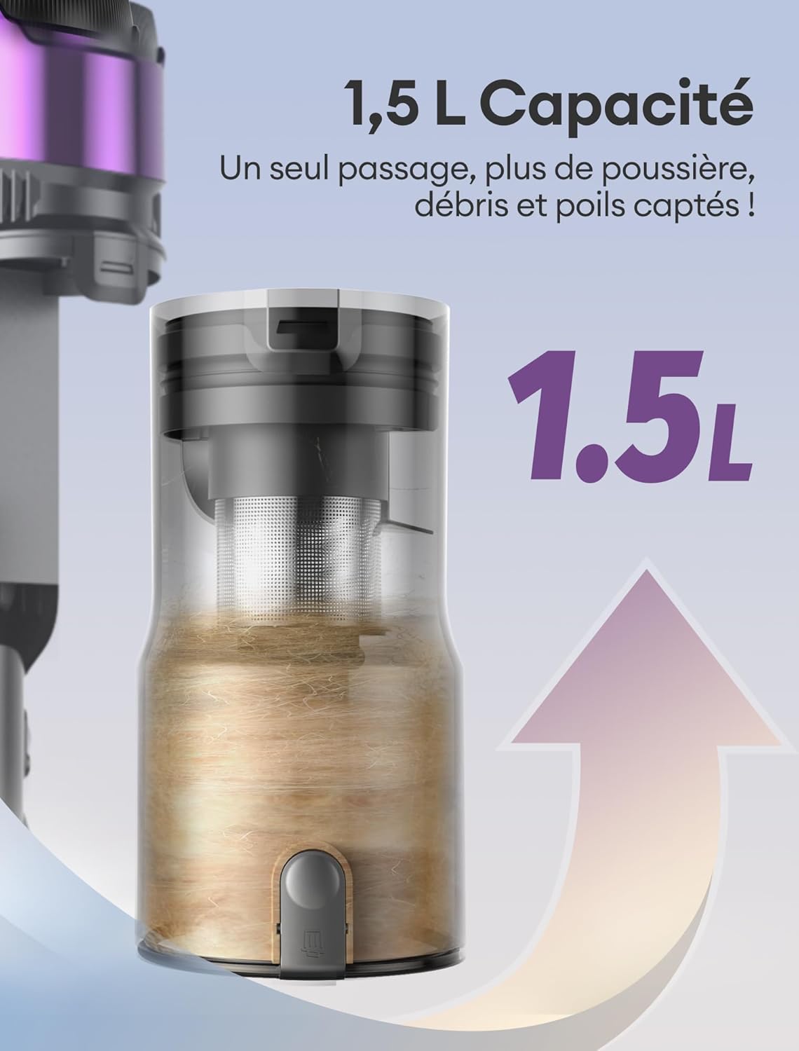 Ultenic U20 Aspirateur Balai sans Fil, 55kPa/60min Aspirateur sans Fil, Technologie GreenEye, Tube Pliable, Brosse de Sol TangleTame, Puissant pour Poils Animaux, Sol Dur et Voiture