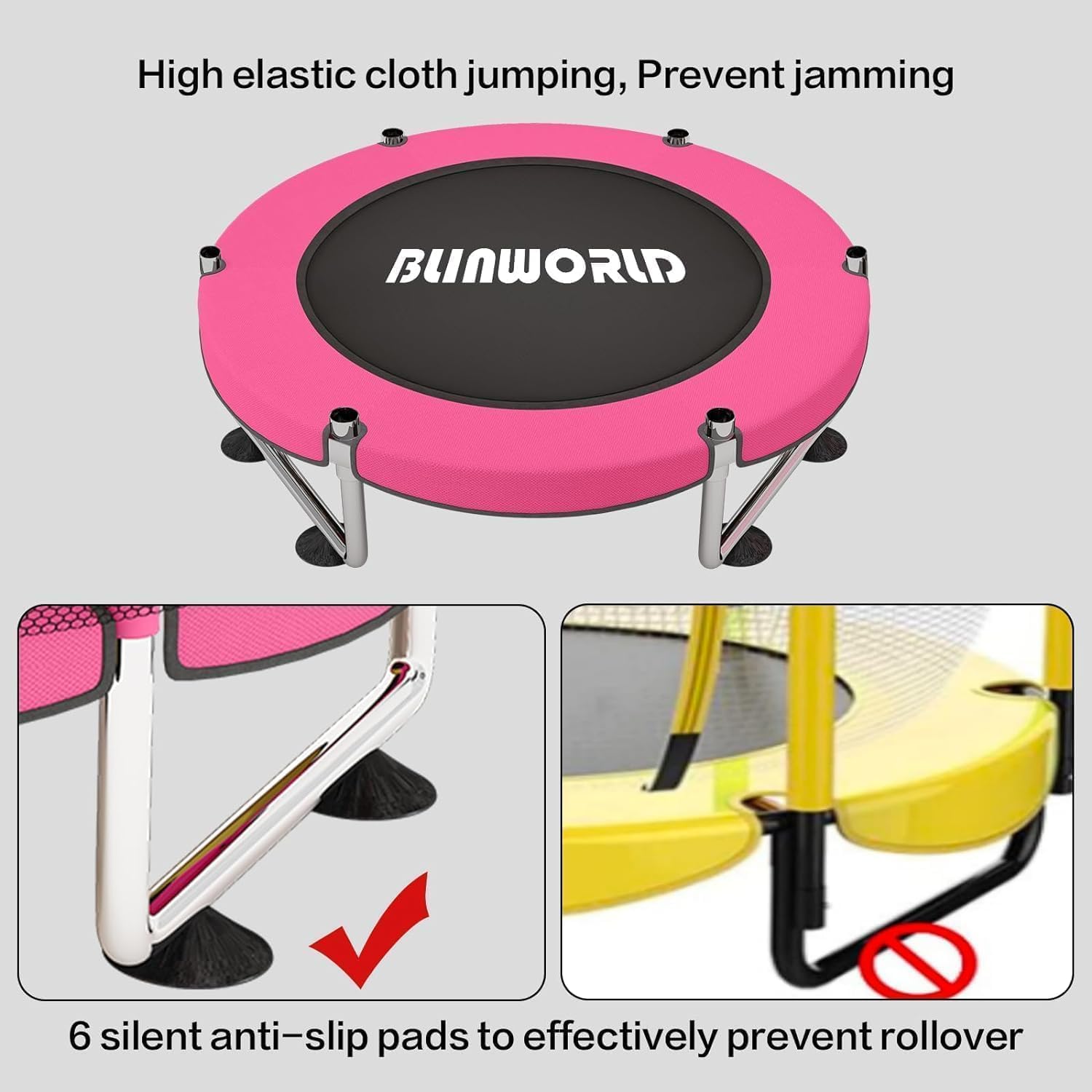 Trampoline pour Enfants, Trampoline réglable pour bébé avec Panier de Basket-Ball, Trampoline intérieur et extérieur de 200 kg avec enclos