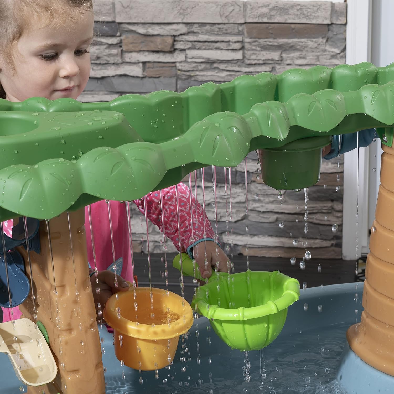 Step2 Rain Shower Splash Table d'eau avec 13 Accessoires - Bleu & Vert | Table Jeux d'eau | Table d’activité pour Le Jardin, Table Activité Eau | Table d'eau Extérieur