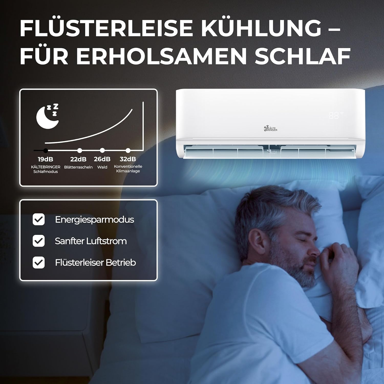 Kältebringer Climatiseur Split - 18000 BTU (5,1 kW) - Avec fonction chauffage, WiFi et App - très silencieux & économe en énergie - kit complet, 5m conduite de frigorigène, R32, matériel de montage