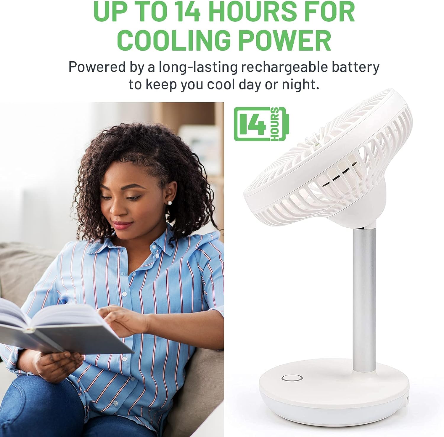 Meaco MeacoFan 1056 Circulateur d'air pour chambre à coucher, ventilateur de bureau, faible bruit, économie d'énergie, refroidissement dans toute la pièce - Blanc