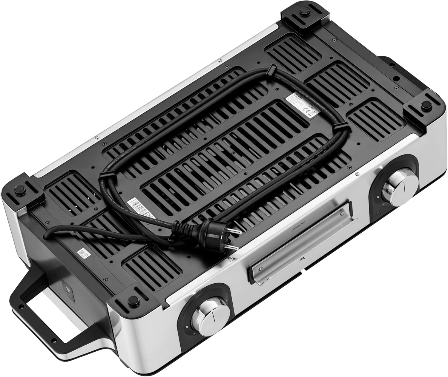 WMF Master-Grill électrique, 2400W, Grande surface 28x50cm, Revêtement antiadhésif, Plaques amovibles compatibles lave-vaisselle, Inox 18/10 Cromargan, Lono 0415280011