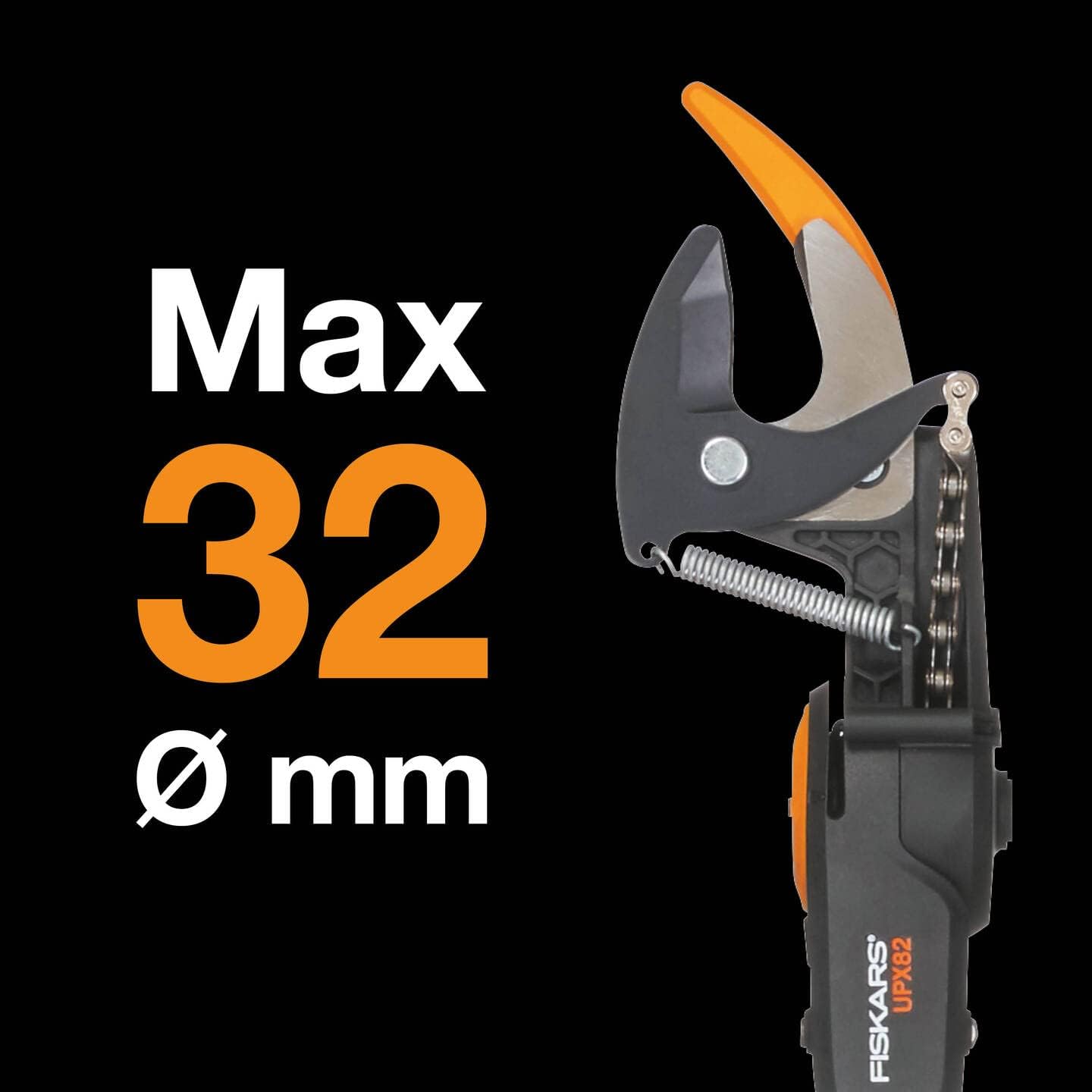 Fiskars Coupe-Branches Multifonctions Télescopique, pour Bois vert et Rameaux, Revêtement antiadhésif, Lame en acier/manche en aluminium, longueur 2,4 - 4 m, noir/orange, UPX86, 1023624