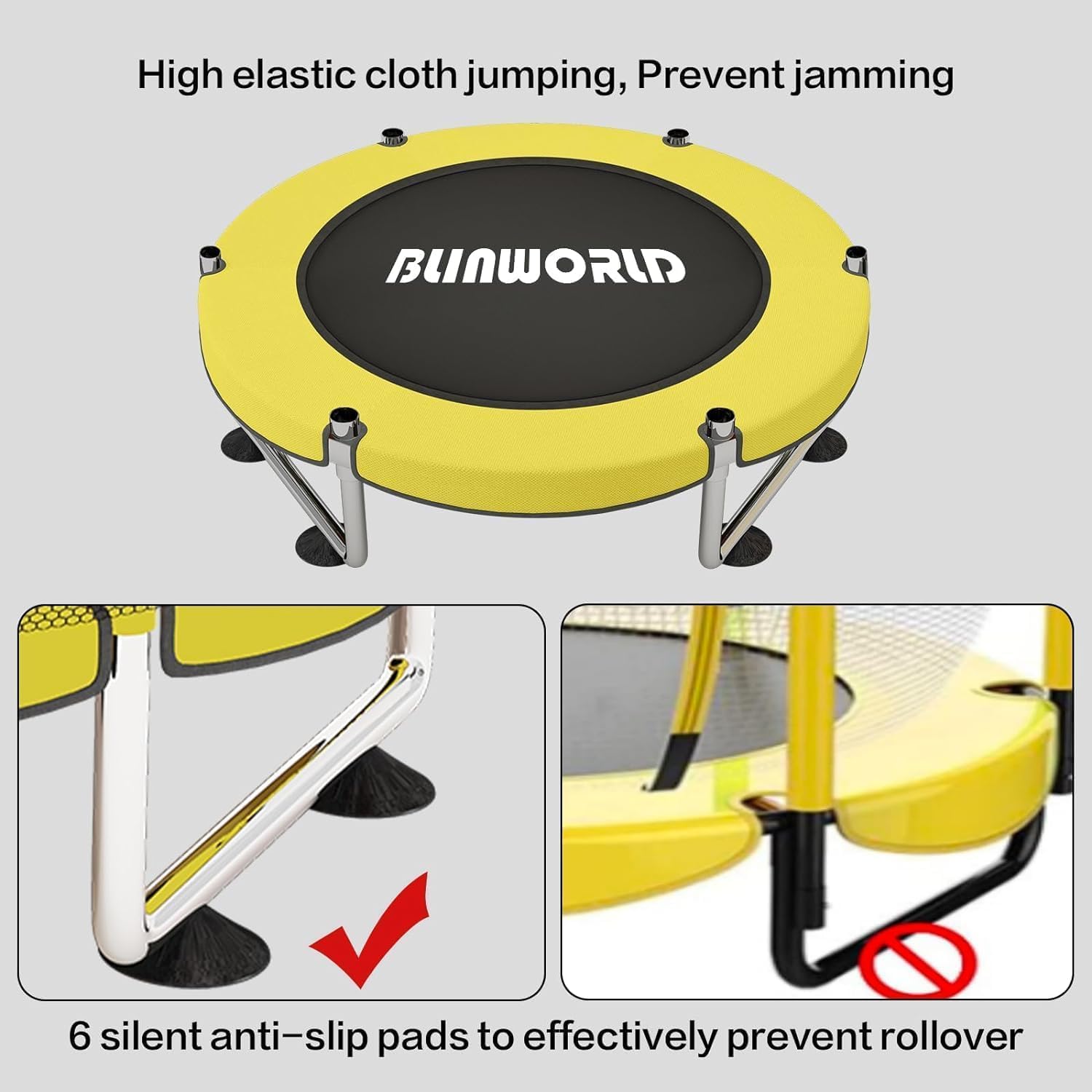 Trampoline pour Enfants, Trampoline réglable pour bébé avec Panier de Basket-Ball, Trampoline intérieur et extérieur de 200 kg avec enclos