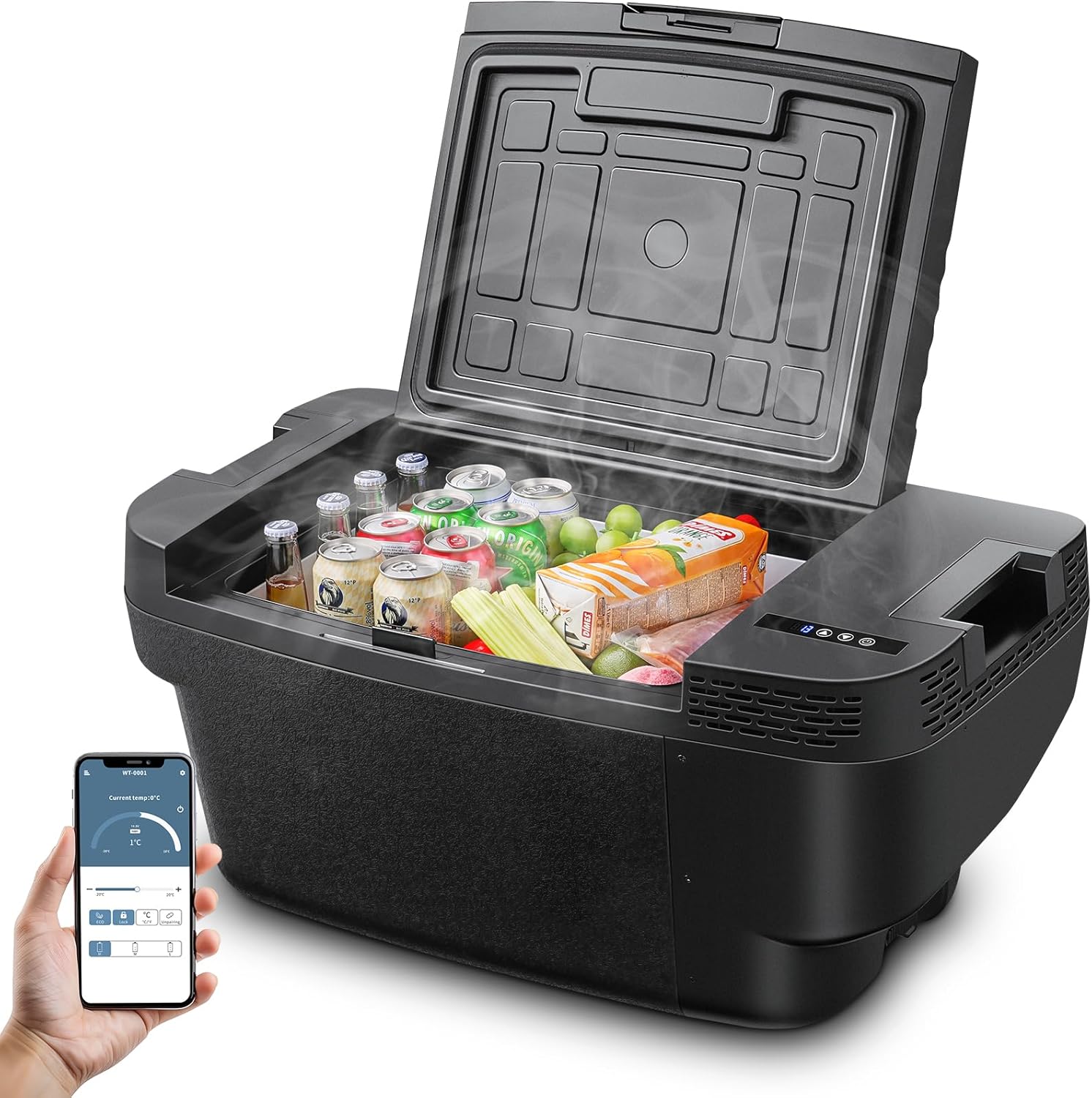 AAOBOSI 46 L Glaciere a Compression, Glaciere Electrique Double Zone, 12 V/24 V et 100-240 V Frigo Camping, -20 ℃ à 20 ℃, pour Voiture, Camion, Bateau, Camping-Car