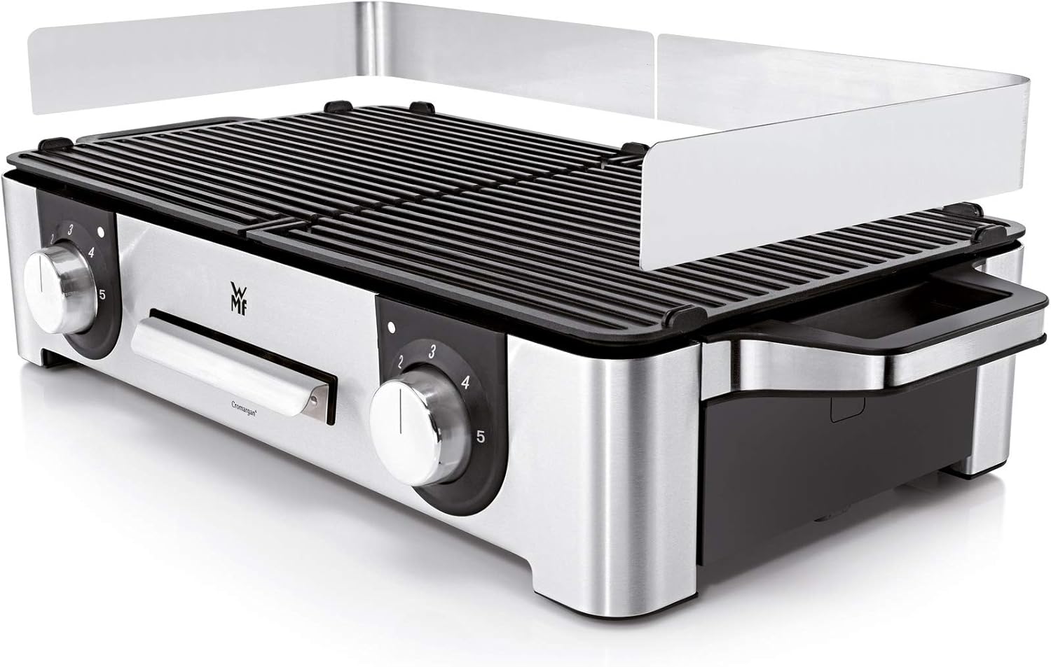 WMF Master-Grill électrique, 2400W, Grande surface 28x50cm, Revêtement antiadhésif, Plaques amovibles compatibles lave-vaisselle, Inox 18/10 Cromargan, Lono 0415280011