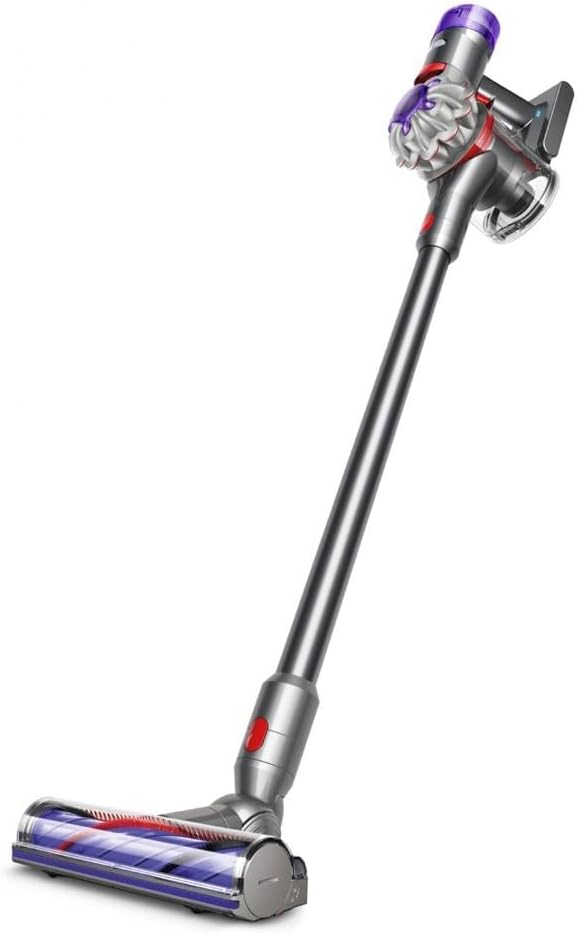 Dyson V8 Advanced™ Aspirateur Balai sans Fil – 130 AW, 40 Min d’autonomie, Brosse Motorbar Auto-démêlante, Accessoires combinés, Station Murale, Argent/Nickel