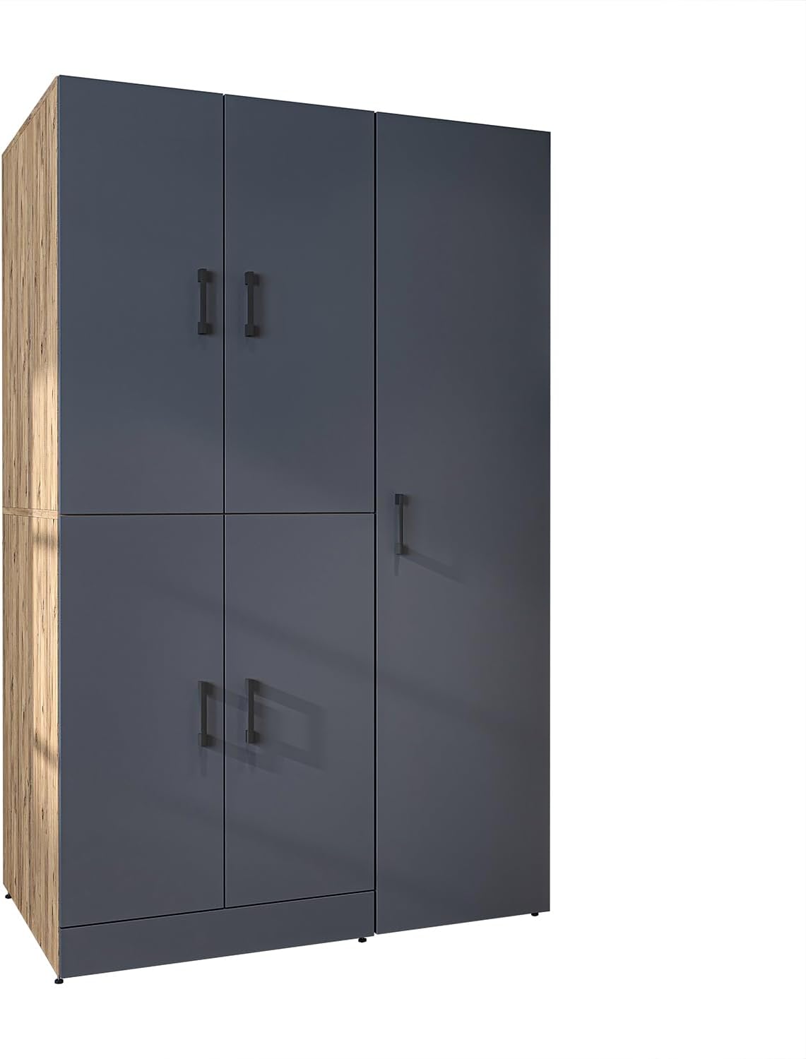 ROOMART Dora - Armoire de machine à laver - Pour sèche-linge et machine à laver - En 4 couleurs - Avec portes et panneau coulissant - Blanc - Chêne blanc - Chêne anthracite - Chêne blanc (chêne blanc)