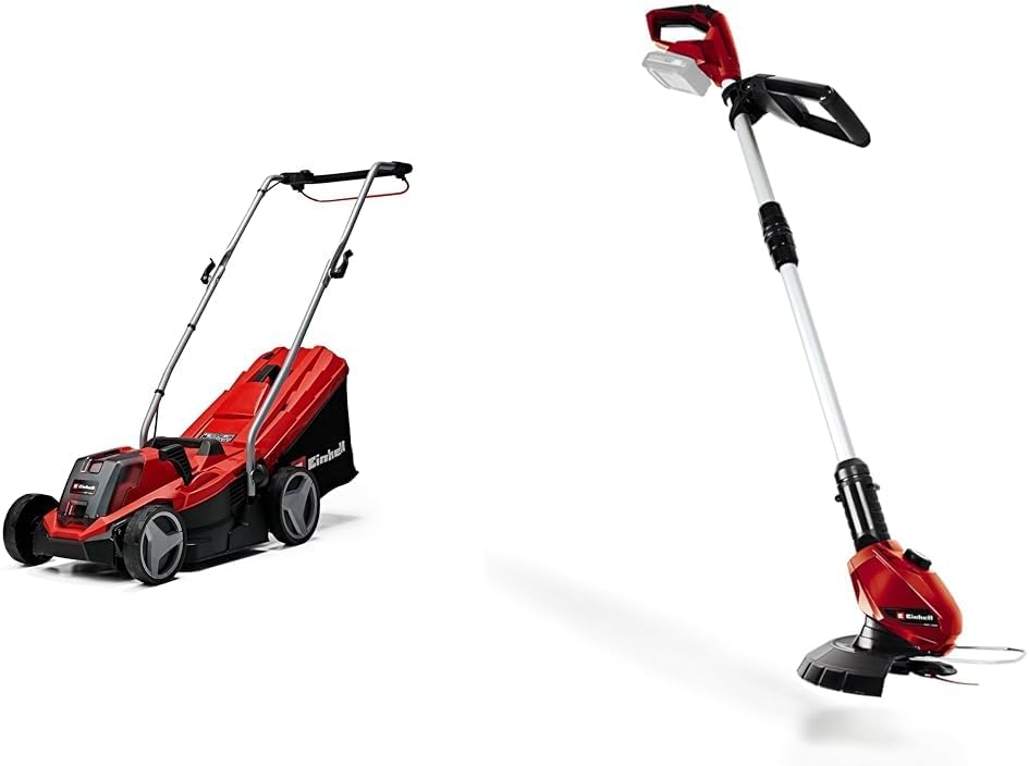 Einhell Tondeuse à gazon sans fil GE-CM 18/33 Li Kit Power X-Change (18V, Largeur de Coupe 33cm, Surface conseillée 200 m²) Livré avec Batterie 4,0 Ah et Chargeur