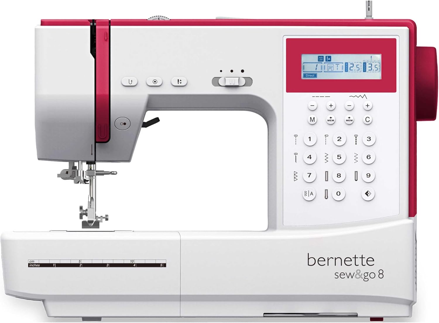 Bernette Sew&GO8 Machine à coudre ordinateur avec 197 programmes de couture, bras libre, écran multifonction, couture, patchwork, matelassage, White