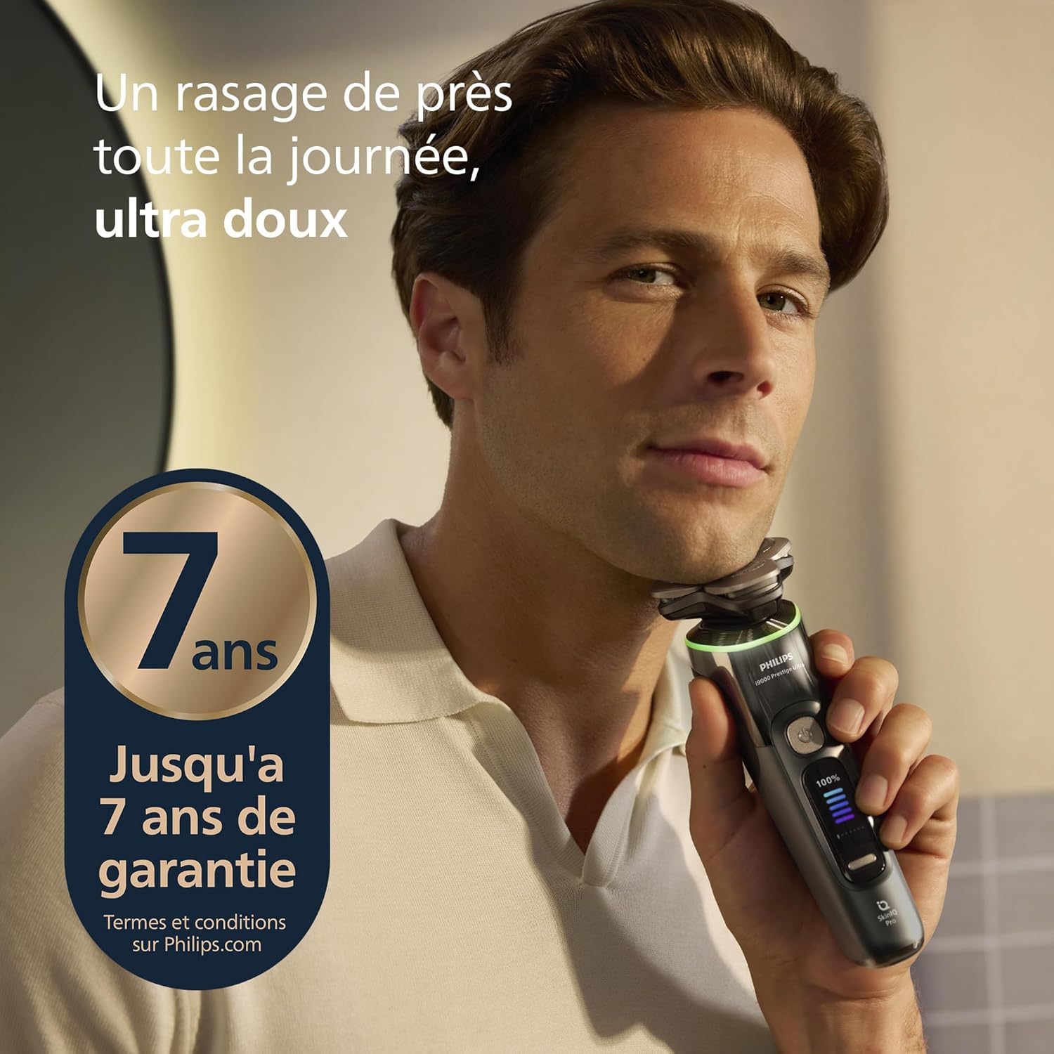 Philips Rasoir i9000 Prestige Ultra, Rasoir électrique 100% étanche, Technologie Skin IQ Pro, Système Triple Lift & Cut, Lames de précision NanoTech rotatives 360°, 5 modes de rasage, XP9401/38