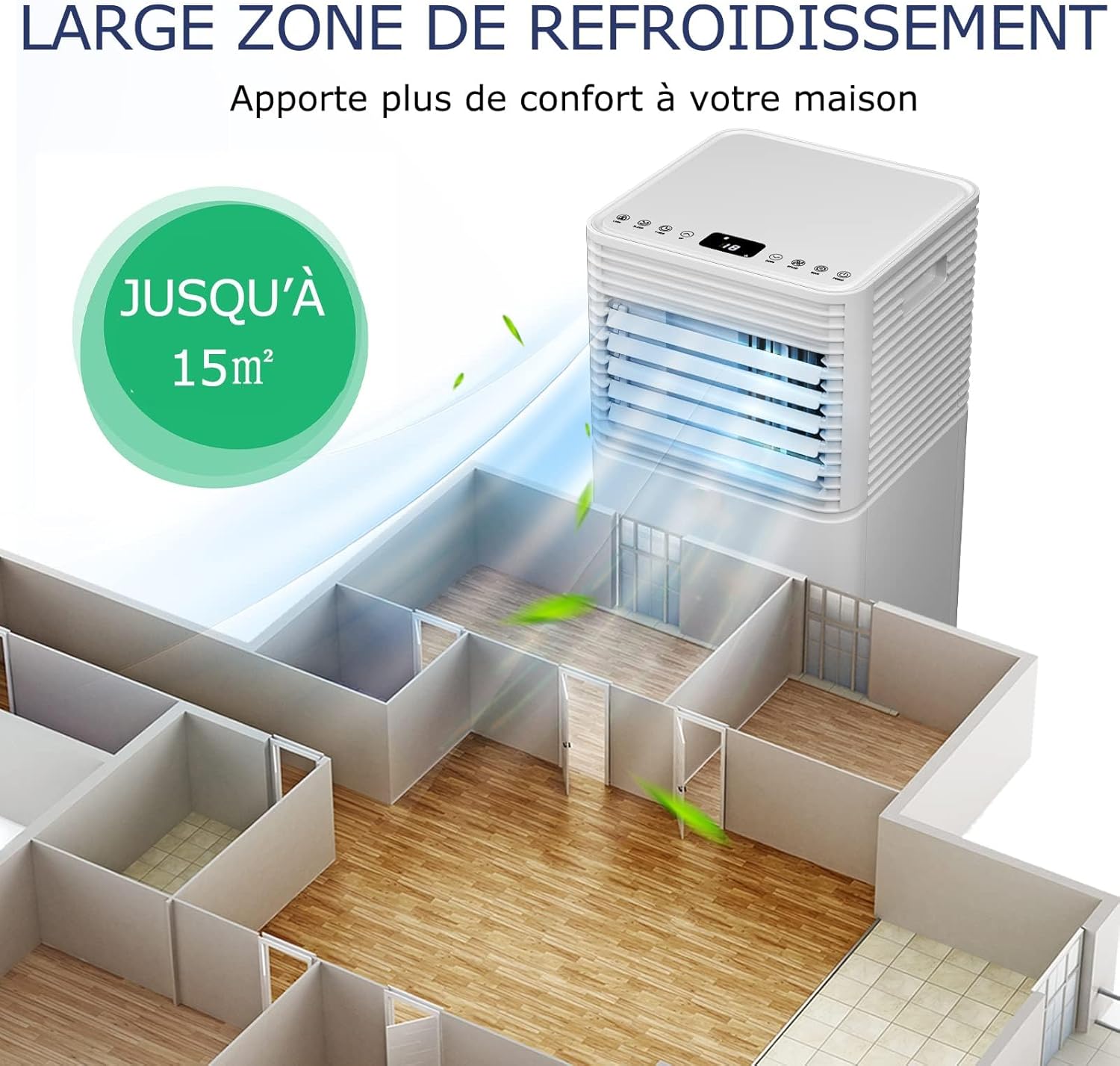 GOPLUS Climatiseur Mobile 9000BTU 2,6kW, Climatiseur 4 en 1 Fonction de Refroidissement, Déshumidification, Ventilation, Mode Nuit, Minuterie 24H, Contrôle Télécommande/Écran, 20㎡, Noir, R290