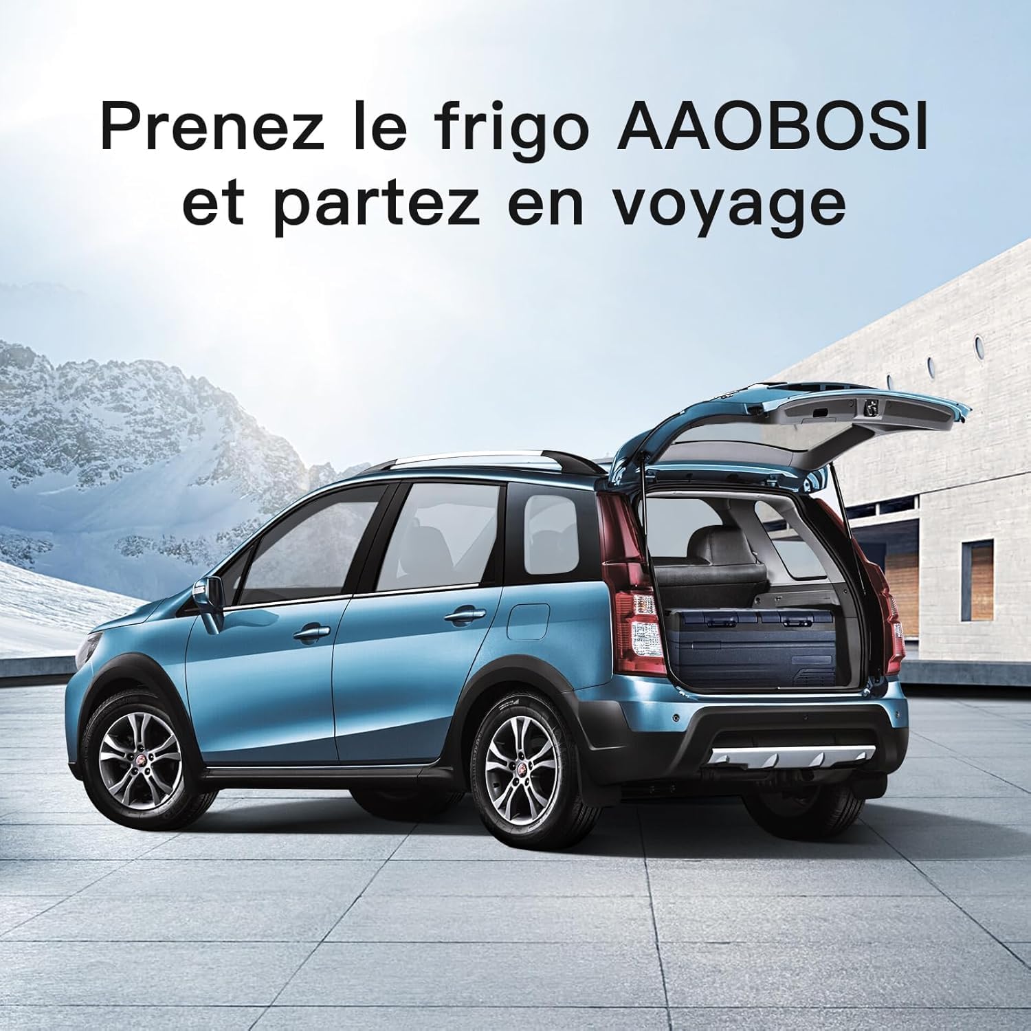 AAOBOSI 46 L Glaciere a Compression, Glaciere Electrique Double Zone, 12 V/24 V et 100-240 V Frigo Camping, -20 ℃ à 20 ℃, pour Voiture, Camion, Bateau, Camping-Car