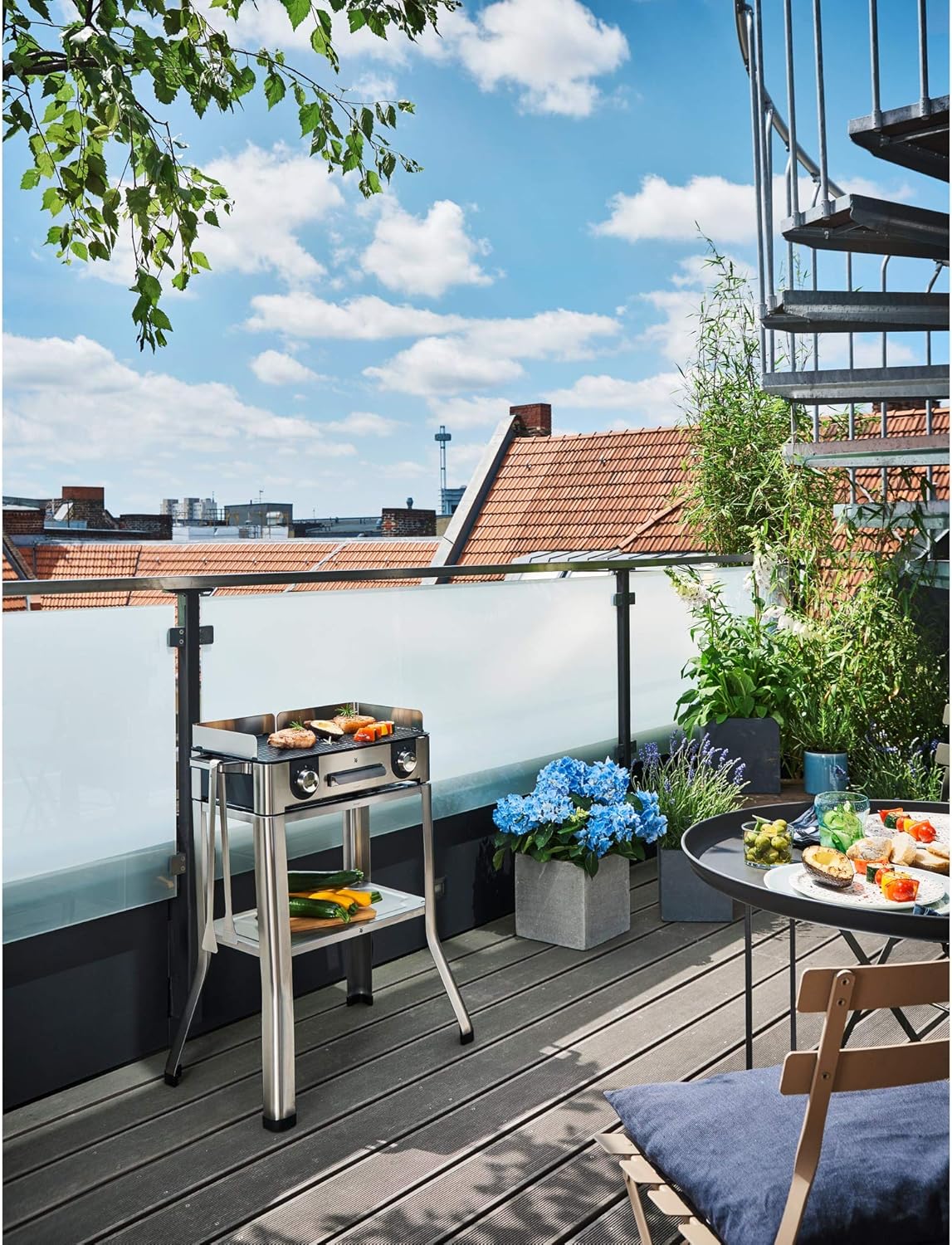 WMF Master-Grill électrique, 2400W, Grande surface 28x50cm, Revêtement antiadhésif, Plaques amovibles compatibles lave-vaisselle, Inox 18/10 Cromargan, Lono 0415280011