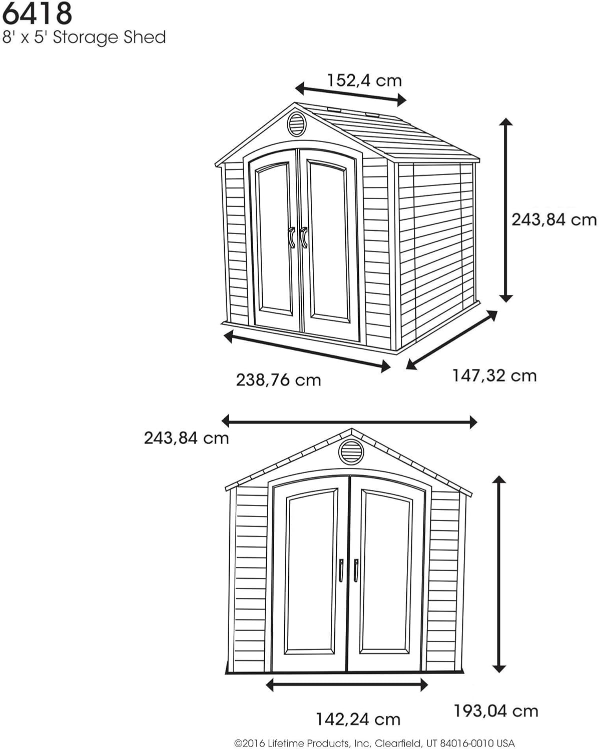 Lifetime Abri de Jardin Tan 132,7 x 204,4 x 227,9 cm