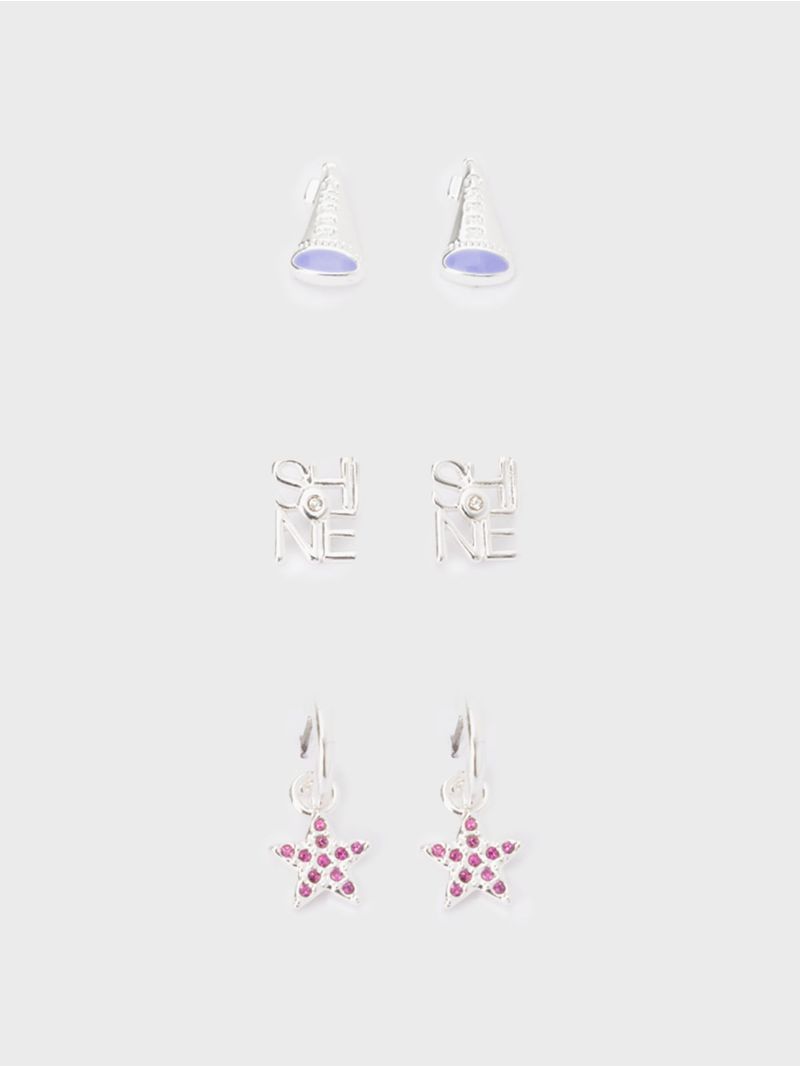 Set de Tres Aretes, con Baño en Oro para Niña 13994