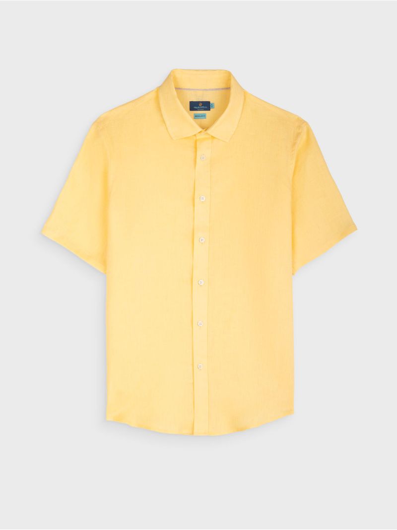 Camisa Manga Corta Unicolor para Hombre 03194