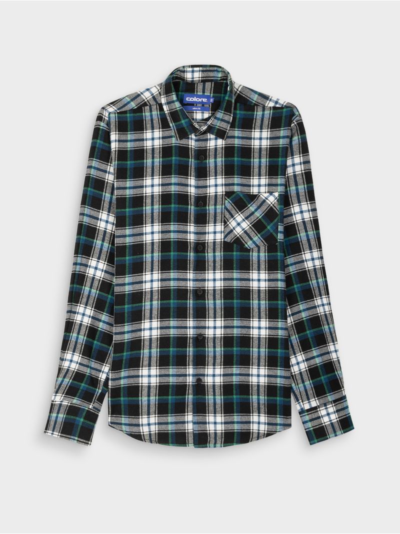 Camisa Casual de Cuadros Manga Larga para Hombre 13021