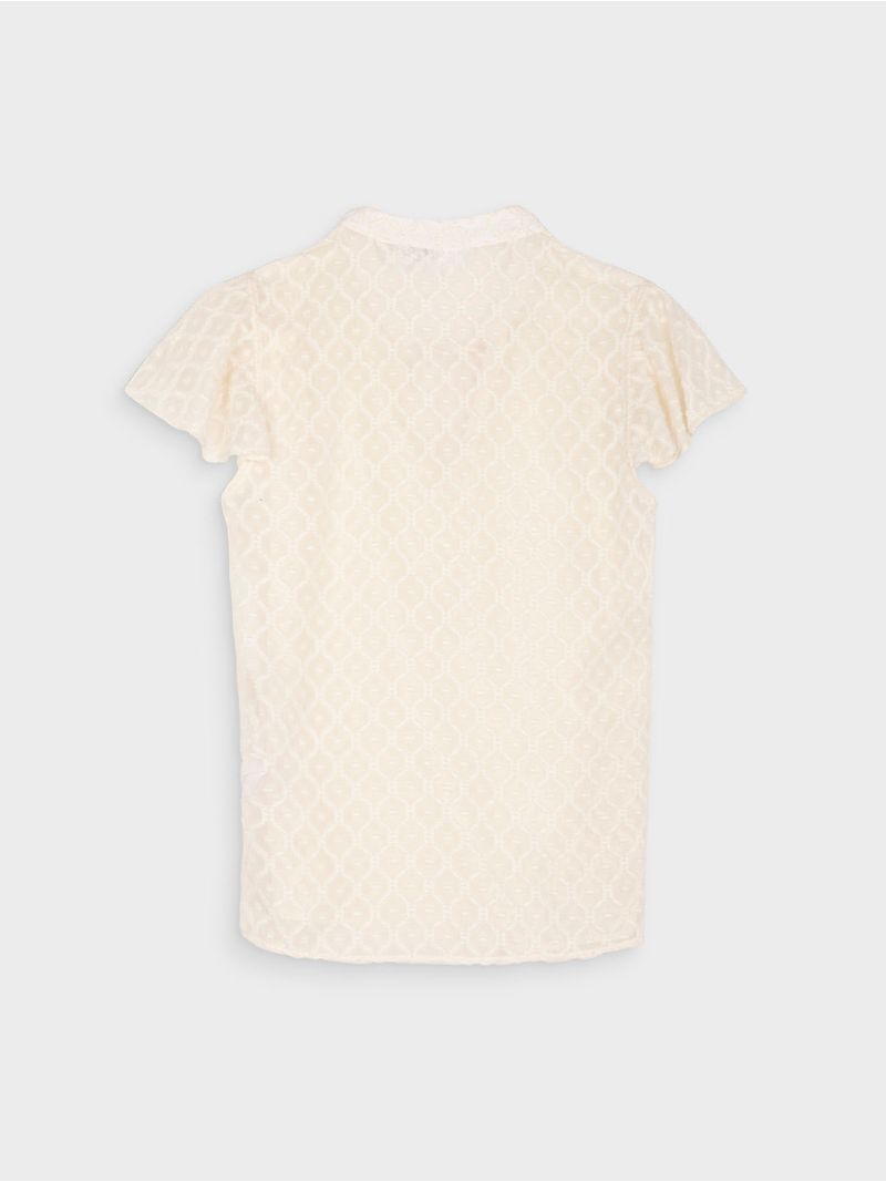 Blusa Cuello V Manga Corta Unicolor para Mujer 41153