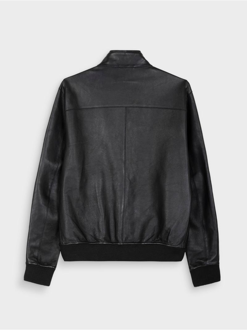 Chaqueta de Cuero de Cordero con Detalles en Rib 38592