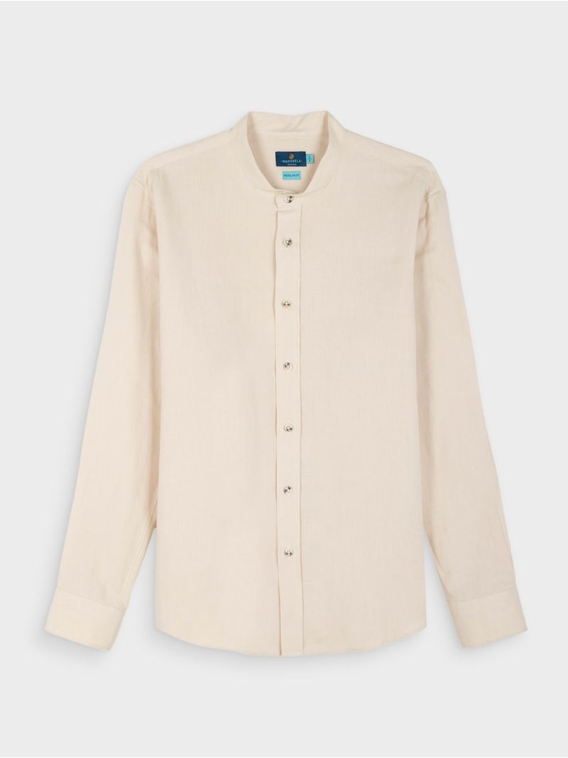 Camisa de Lino Y Algodón de Diseño Fresco 03217