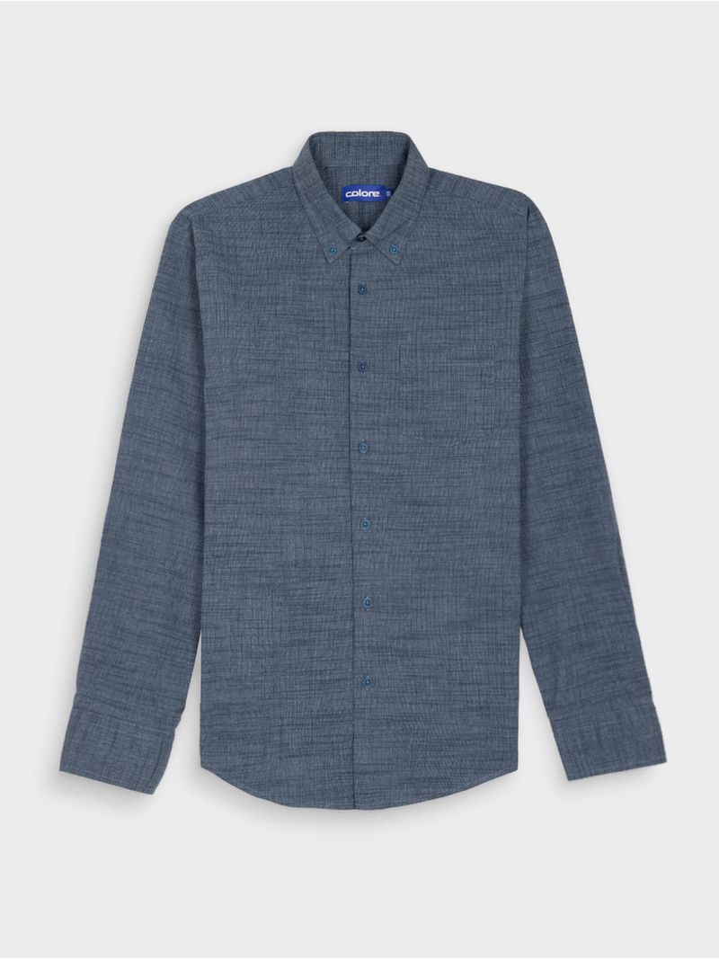 Camisa Casual de Textura Manga Larga para Hombre 13626