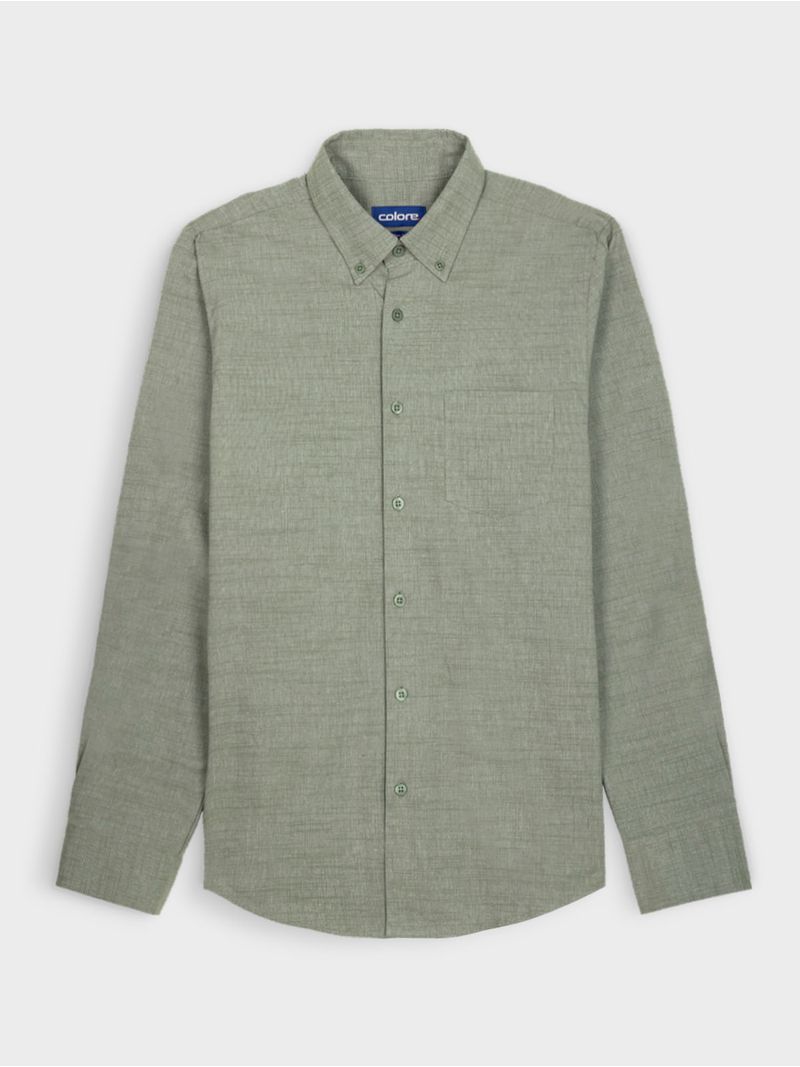 Camisa Casual Textura Manga Larga para Hombre 13625