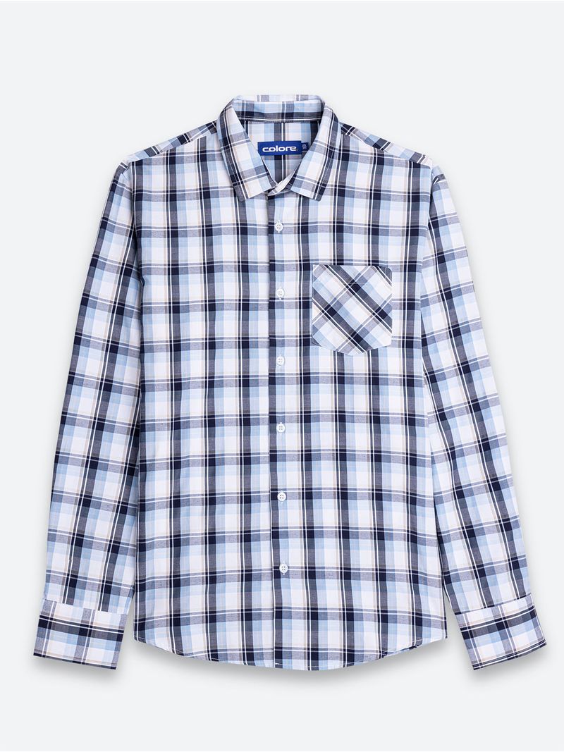 Camisa Casual Cuadros Manga Larga para Hombre 12463