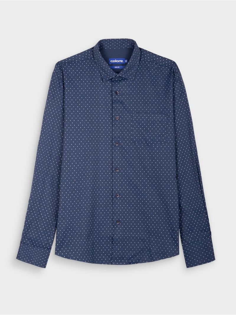 Camisa Casual Estampada Manga Larga para Hombre 12824