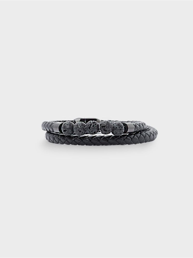 Manilla en Cuero Y Piedras Naturales para Hombre 45219