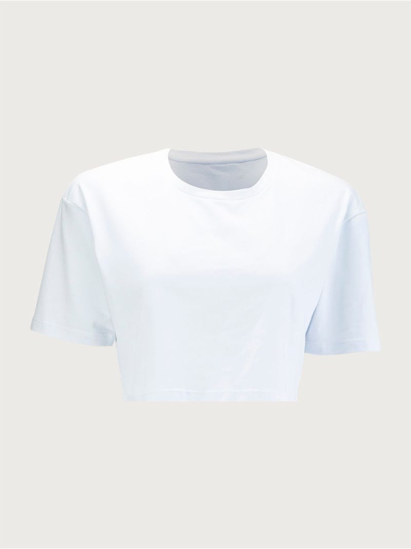 Camiseta Crop Unicolor para Mujer 01762