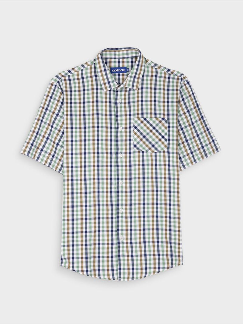 Camisa Casual Cuadros Manga Corta para Hombre 12866
