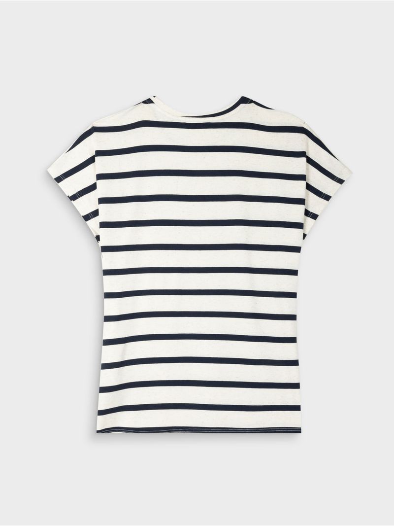 Camiseta Estampada Mujer con Mezcla de Viscosa y Lino 44457