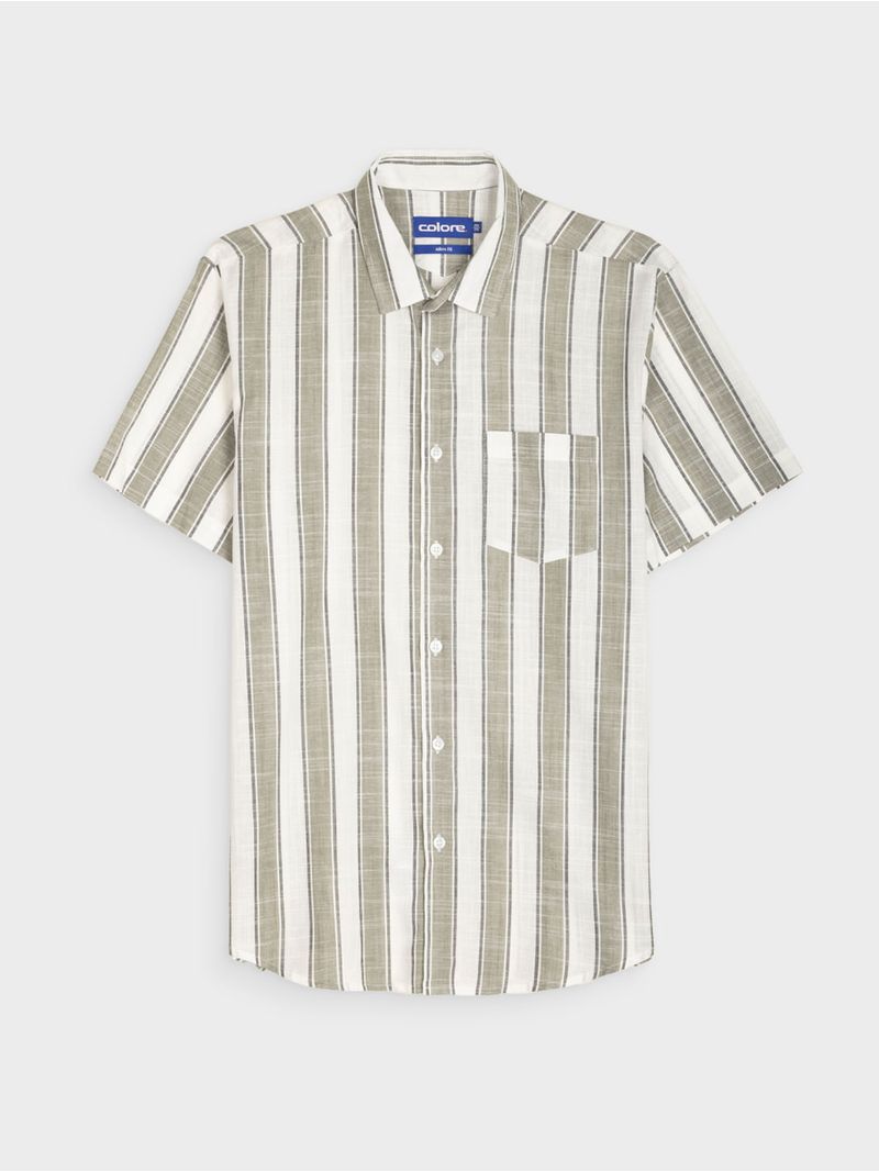 Camisa Casual de Rayas Manga Corta para Hombre 13106