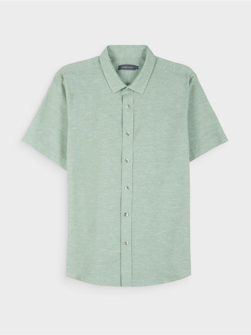 Camisa Lino Manga Corta para Hombre 45418