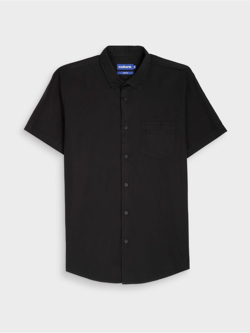 Camisa Casual Unicolor Manga Corta para Hombre 13138