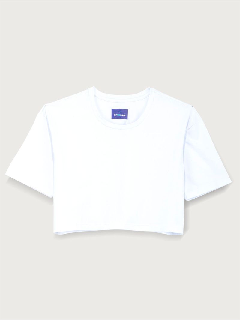 Camiseta Crop Unicolor para Mujer 01762