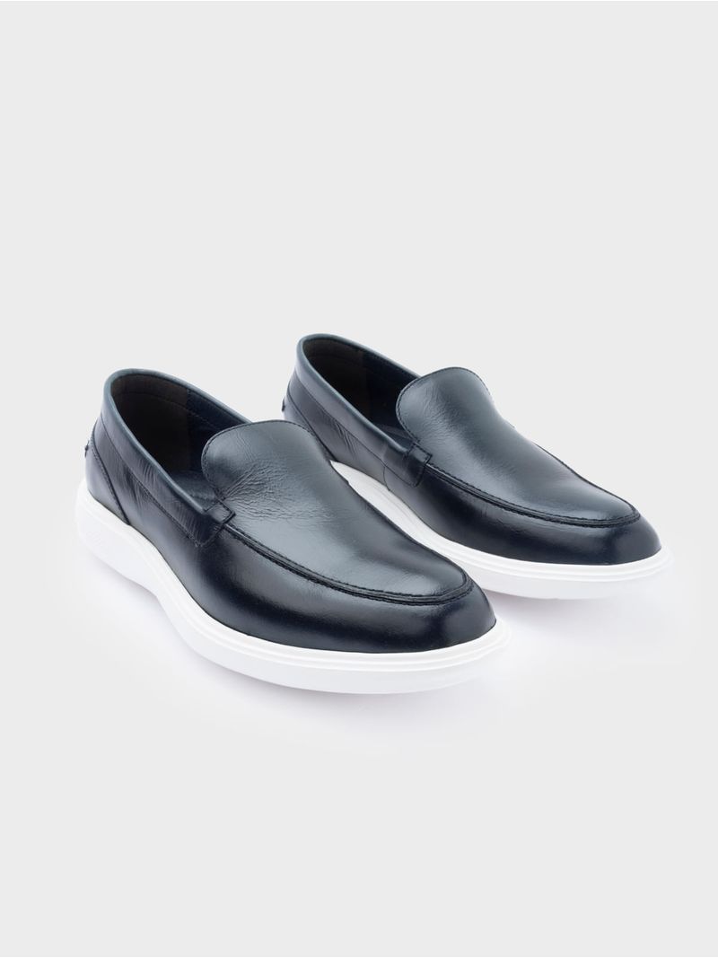 Mocasín Casual con Suela Baja en Contraste Y Vira de Apariencia Cosida 38506