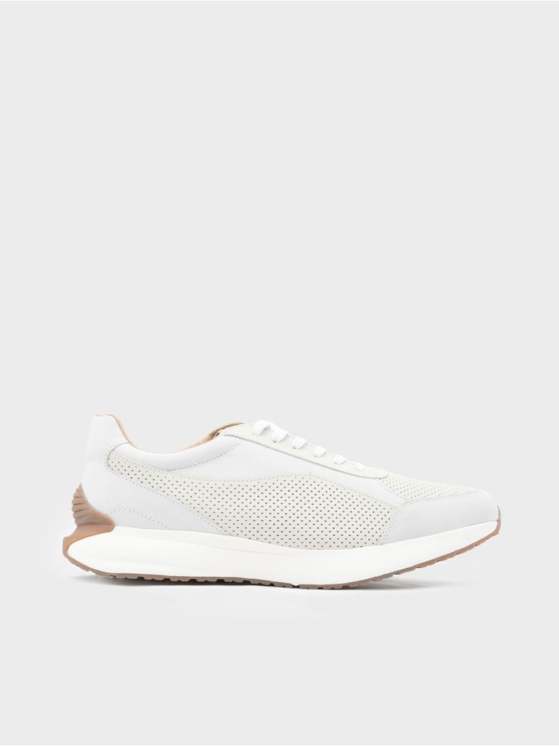 Tenis Casual con Capellada en Cuero Perforado 42720