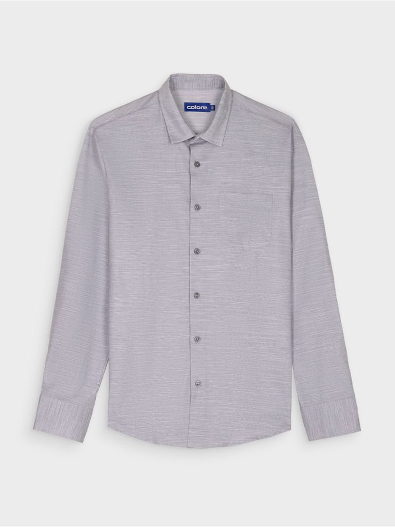 Camisa Casual Textura Manga Larga para Hombre 12966