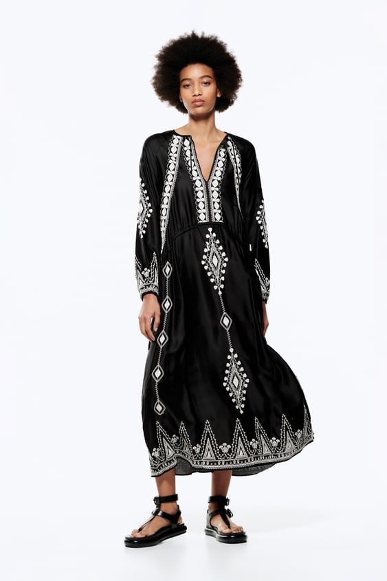 EMBROIDERED MIDI DRESS