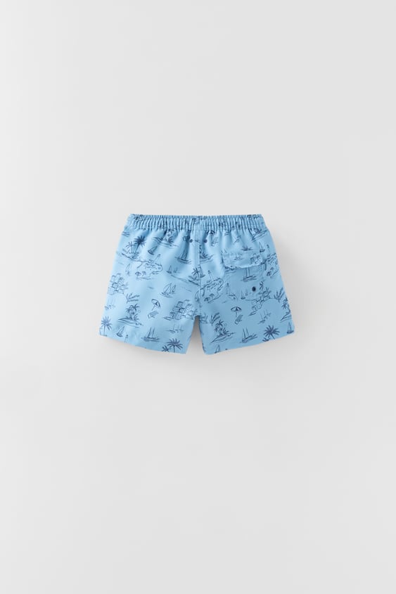 KIDS/ BEACH PRINT SWIM SHORTS