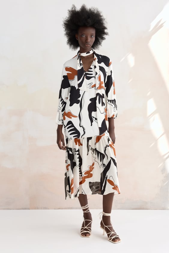 PRINTED MIDI DRESS