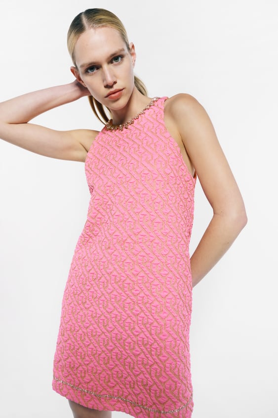 JEWEL TRIM MINI DRESS