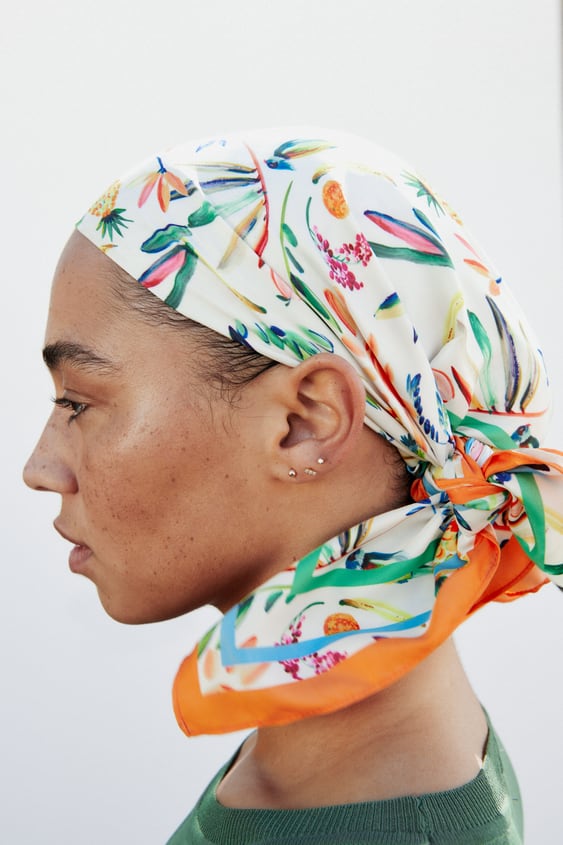 SATIN EFFECT PRINTED HANDKERCHIEF