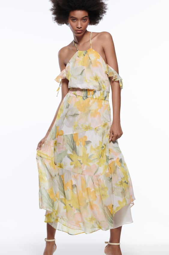 METALLIC THREAD PRINTED DRESS