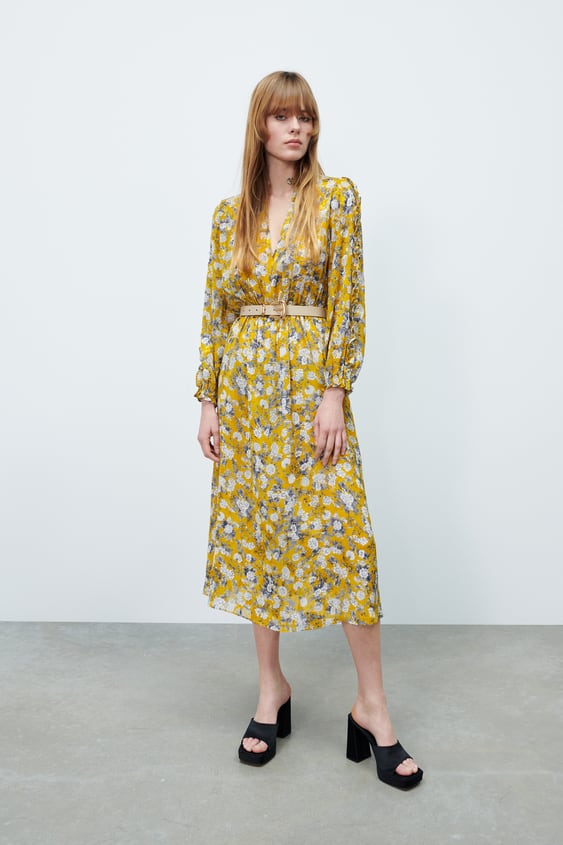 FLORAL JACQUARD PRINT DRESS