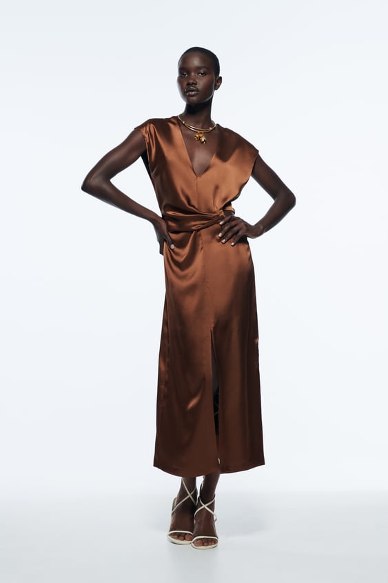 SATIN EFFECT CUT OUT DRESS