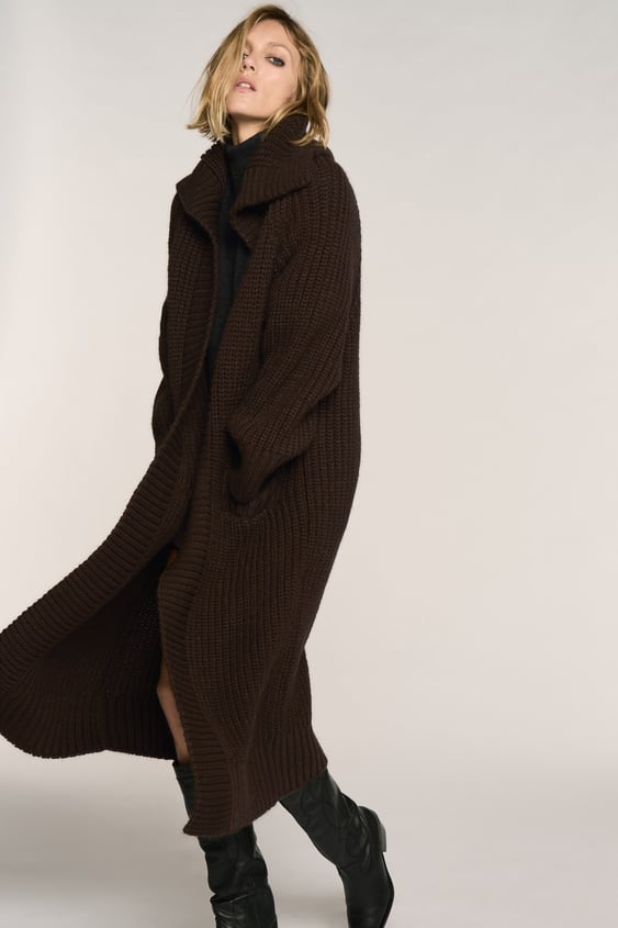 WIDE LAPEL KNIT COAT