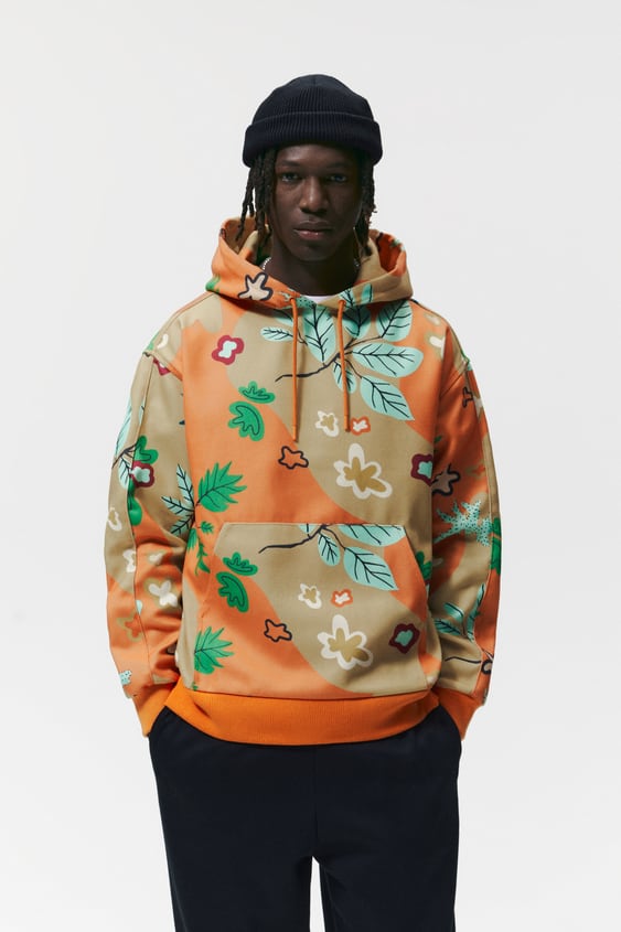LEAF PRINT SWEATSHIRT